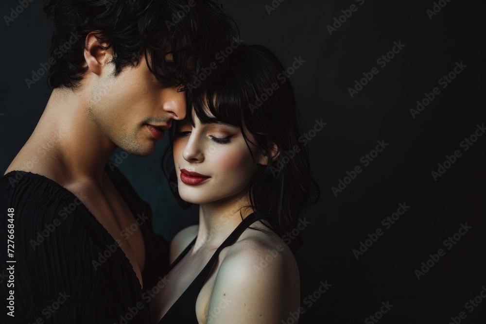 Intimate Couple Embracing in Dim Light Intimate Couple Embracing in Dim Light