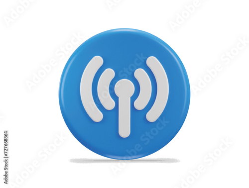 3d wifi signal icon with circle button icon vector illustration