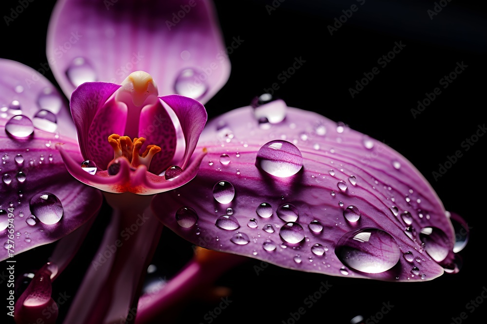 Fototapeta premium purple flower with drops