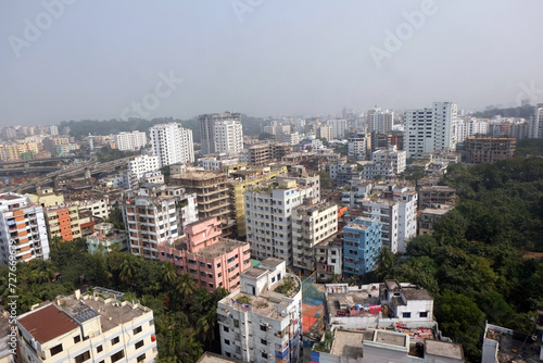  A beautiful sunny view of chittagong city. Top view of chittagong or chattogram city Bangladesh .skyline of chattogram city.