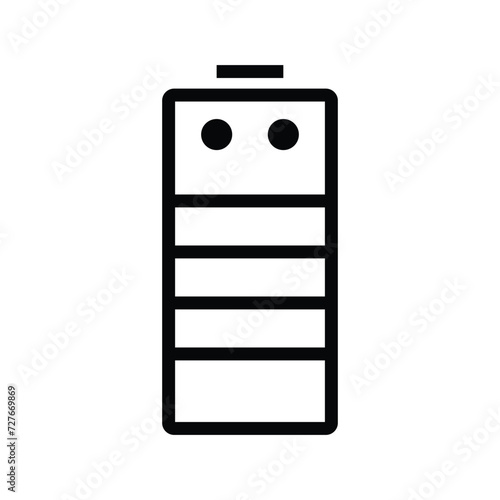 Cellphone battery mini line, icon, background and graphic. The icon is black and white, linear flat, vector with white background. © Ananya