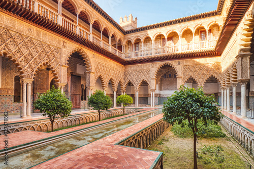Courtyard in the Royal Alcazar of Seville (Real Alcazar de Sevilla), Seville
