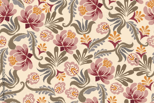 Seamless paisley embroidered floral motif pattern in vector, for design, fabric, wrapping, digital motif, background, wallpaper, print, clothing, etc.	