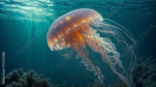 Graceful Elegance: Mesmerizing Jellyfish in the Ocean Depths © Phoenix