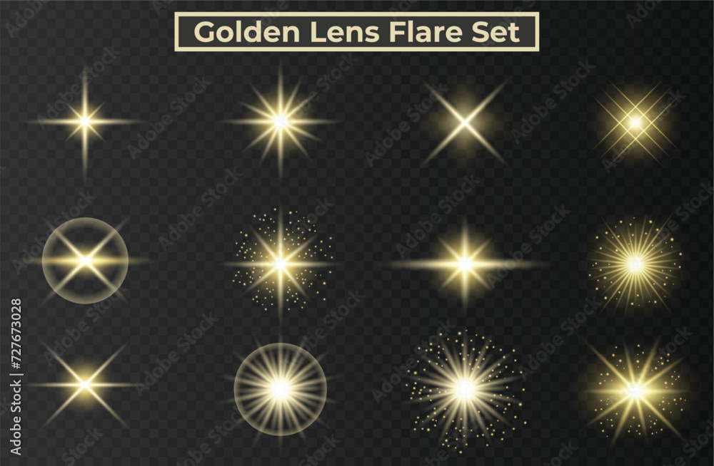 Golden Lens Flare Set Golden Lens Flare Set