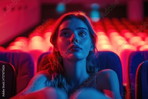 Woman in cinema theatre 