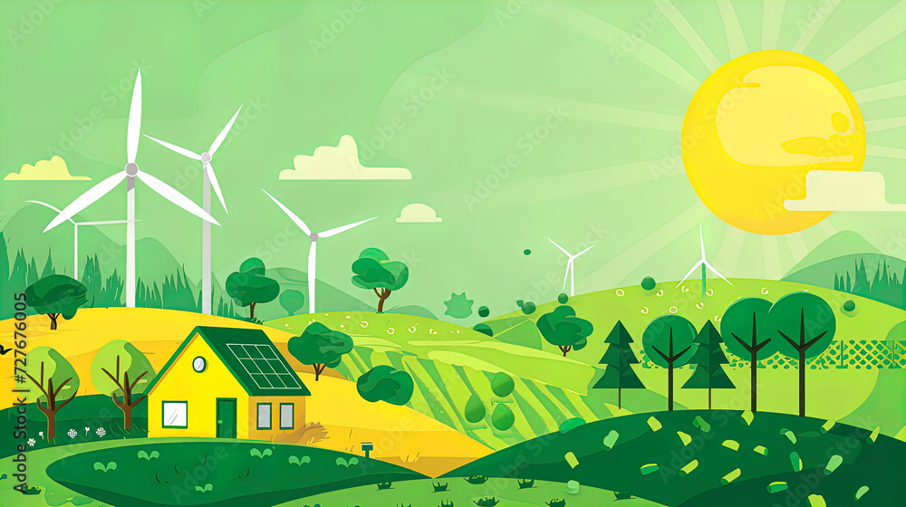 Eco-friendly banner design, Planet and Energy conservation concepts, Illustration