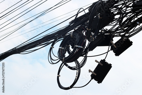 Electric wires in Bangkok Thailand