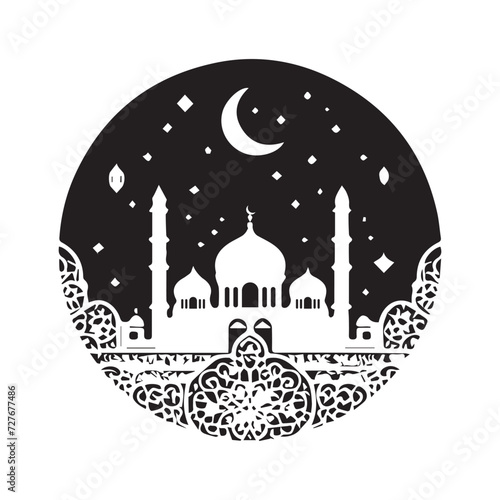 mosque silhouette of in black background