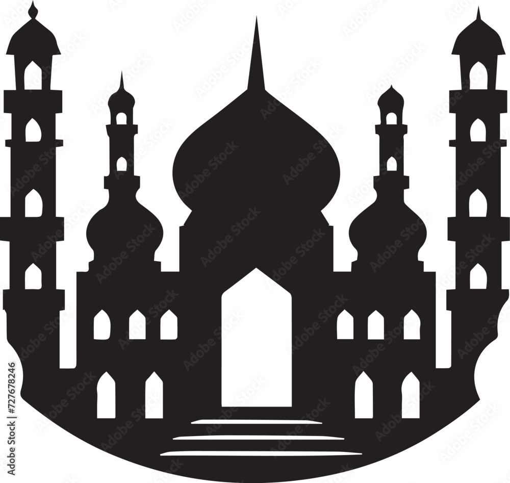 mosque silhouette of in black background mosque silhouette of in black background