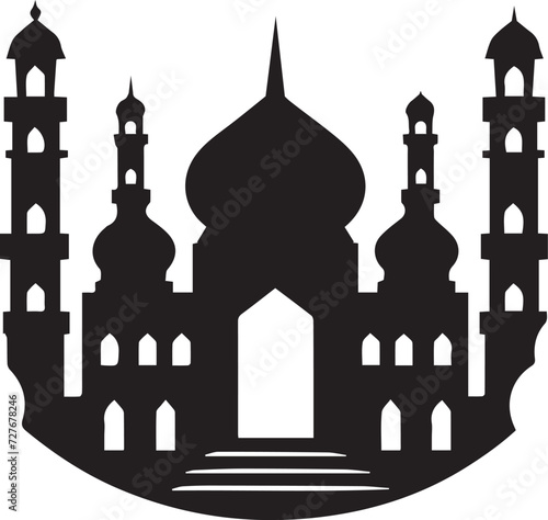 mosque silhouette of in black background