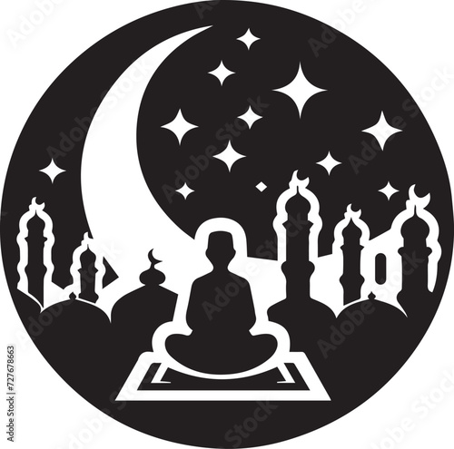 mosque silhouette of in black background