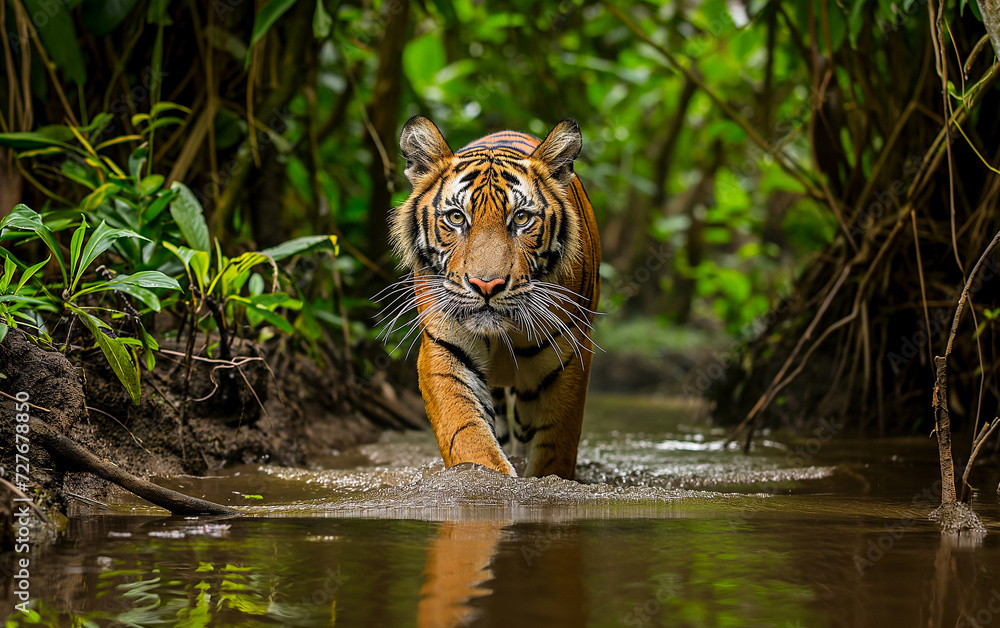 Tiger in the jungle. Generative AI