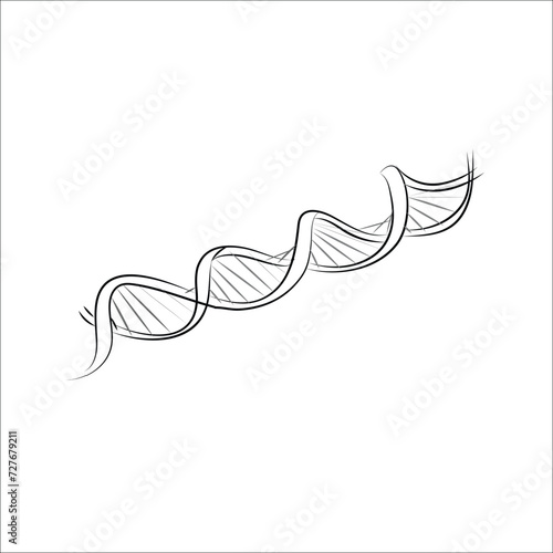 Diagonal DNA chain. Minimalist concept of medical and science biotechnology in simple  style.