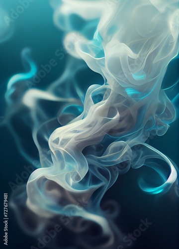 Ethereal Aquamarine Smoke Mist Abstract Background