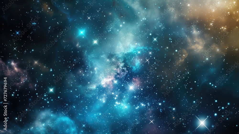 Abstract Cosmic Starfield Universe Galaxy colorful Light Blue Banner Background Wallpaper