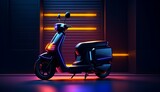 Delivery service with artificial intelligence. A smart scooter delivers goods or food to the buyer