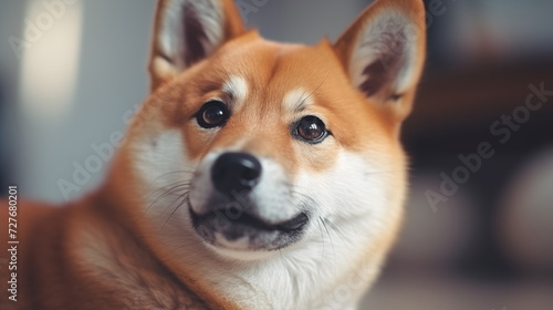 Shiba Inu   close up portrait of a Shiba Inu dog. AI Generative.