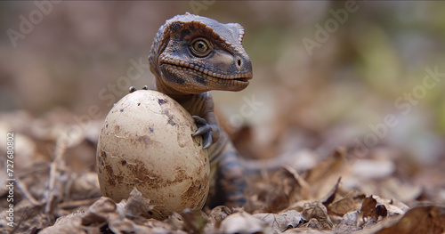 Baby dinosaur born from an egg. Generative AI
