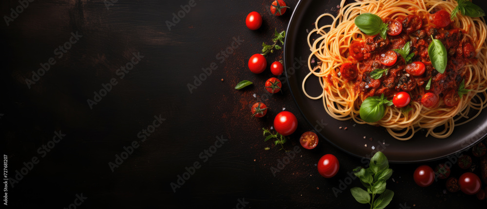 italian spaghetti pasta with tomatoes in a plate italian spaghetti pasta with tomatoes in a plate