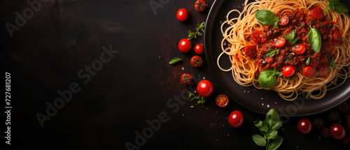 italian spaghetti pasta with tomatoes in a plate
