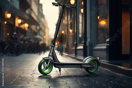 Electric scooter on the road in the city