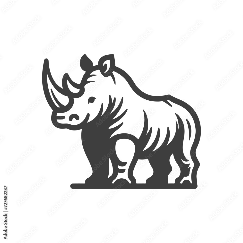 Fototapeta premium Rhino vector black silhouette vector illustration design artwork