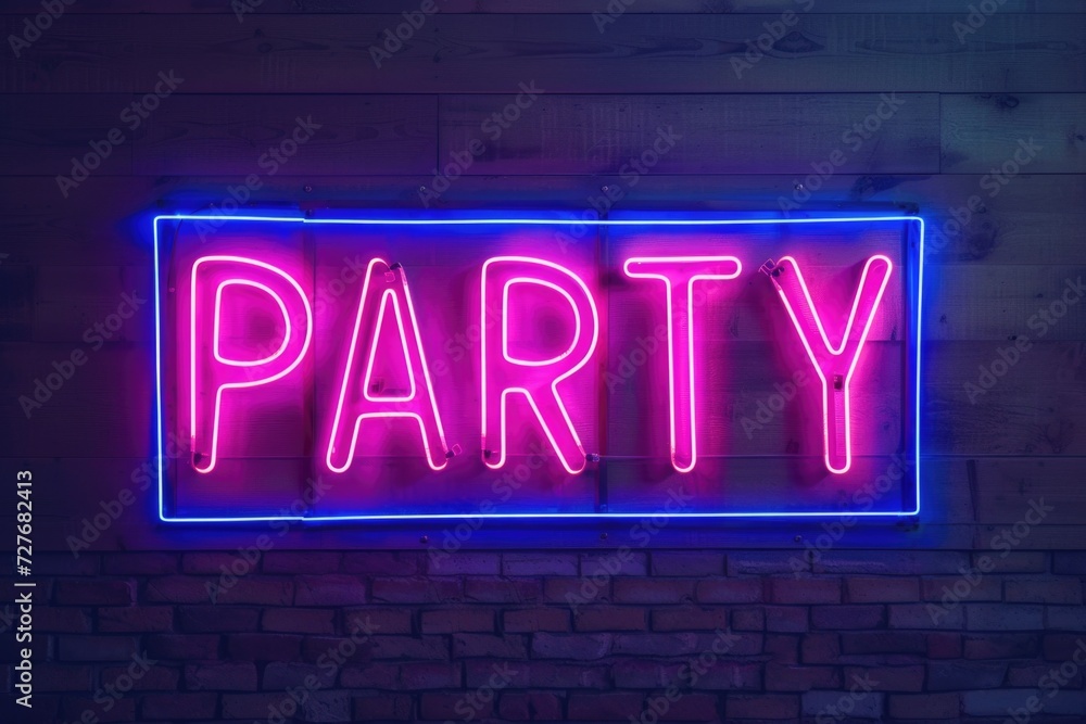 Text PARTY neon color background Text PARTY neon color background
