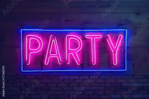 Text PARTY neon color background 