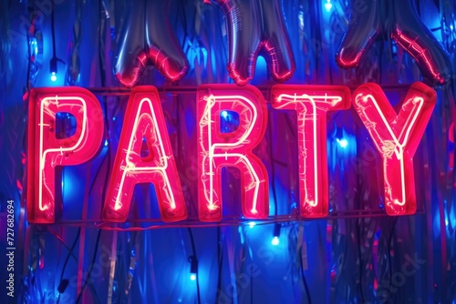 text  PARTY   . Neon color