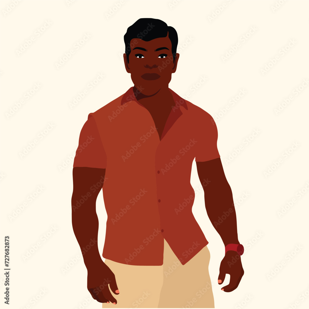 Young stylish black man in elegant style vector Young stylish black man in elegant style vector