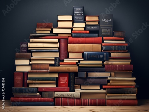 Literary Legacy Books, Explore the allure of a towering stack of vintage books, each one a testament to the literary legacy waiting to be discovered. Generative AI.