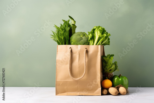 fresh vegetables in eco paper bag