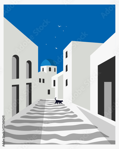 Architecture Greece, background, poster, postcard, banner.