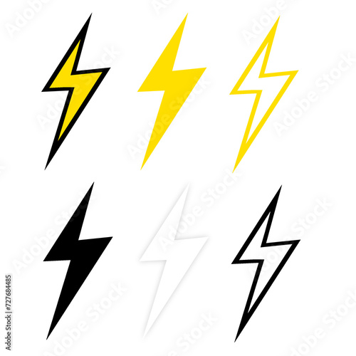 voltage sign lightning bolt icon set element transparent png file, electrical icon set design template png file