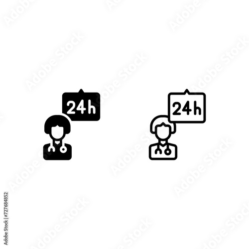 doctor doc stand-by 24 hours icon and illustration - vector
