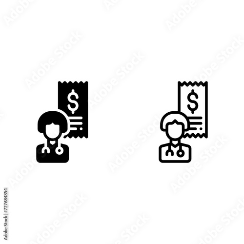 doctor doc payment price health insurance icon and illustration - vector