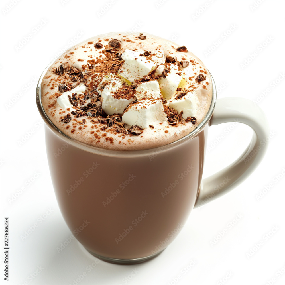 hot chocolate with marshmallow isolated on white background hot chocolate with marshmallow isolated on white background