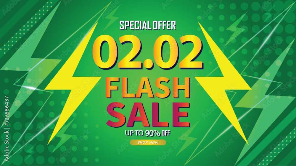 Fototapeta premium Sale banner template design 2.2 . 02.02 SPECIAL OFFER, MEGA SALE, FLASH SALE