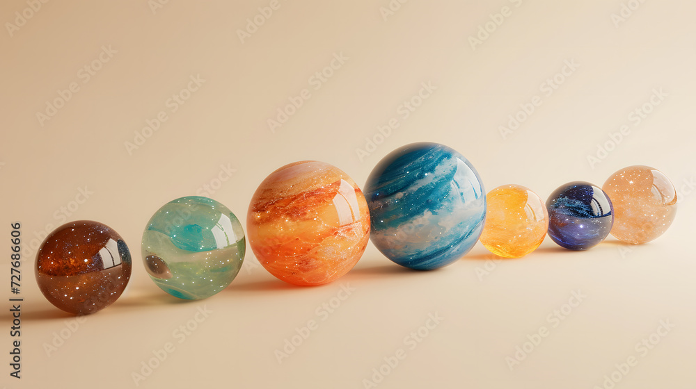 solar system from Chrystals on beige background solar system from Chrystals on beige background