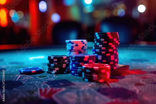 Gambling concept background. Neon color background 