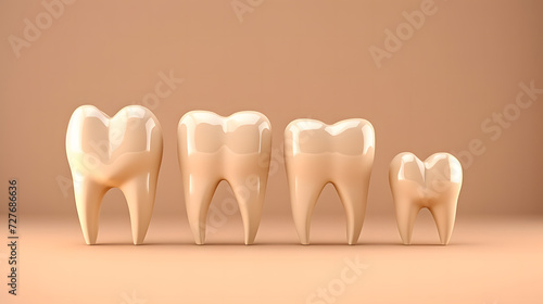 Teeth on a beige background. Daily care and oral hygiene