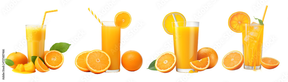 Naklejka premium orange juice isolated on a transparent PNG background, white background , Generative Ai