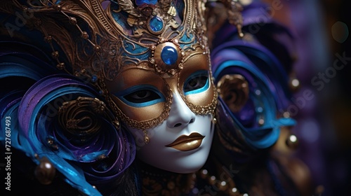 Colorful carnival festival background. Carnival mask for the holiday © brillianata