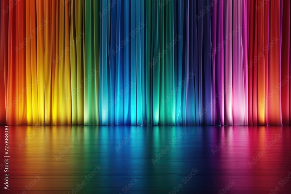 Stage, curtains rainbow color 
