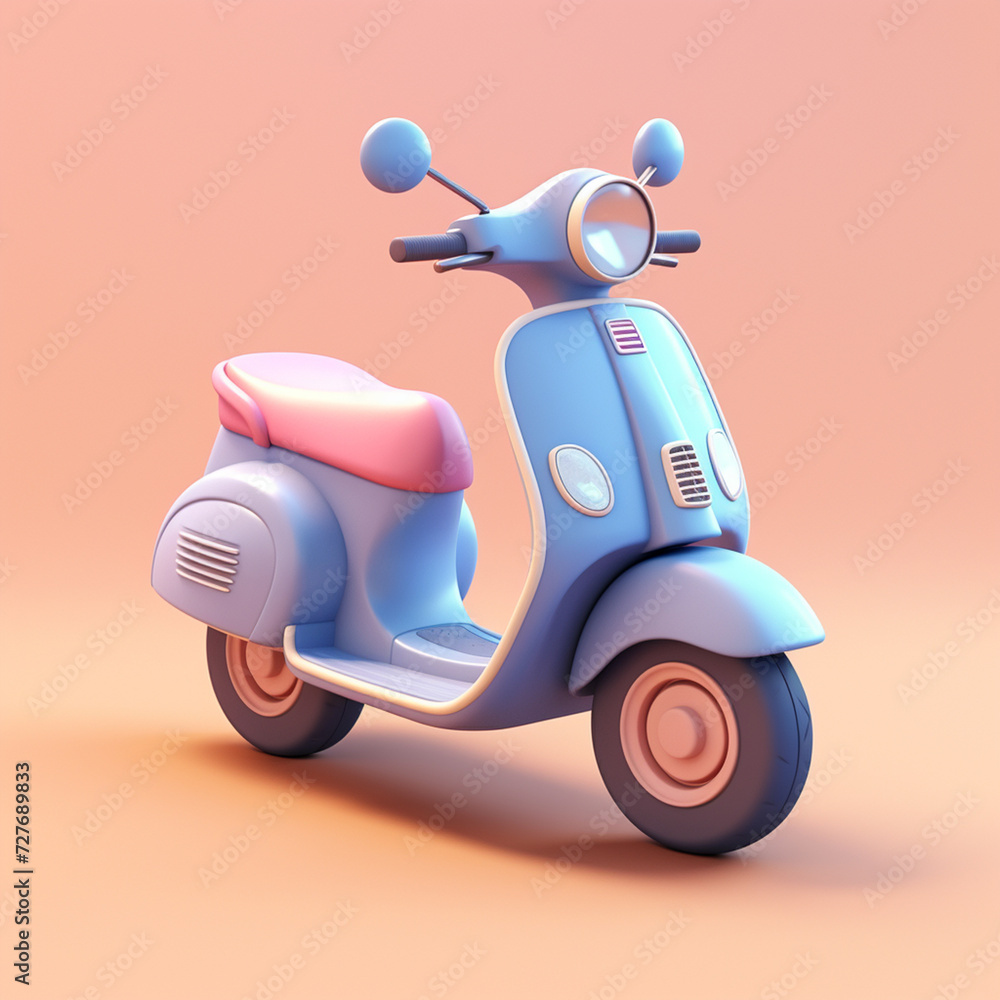 3d Motobike or motocycle cute on isolate background