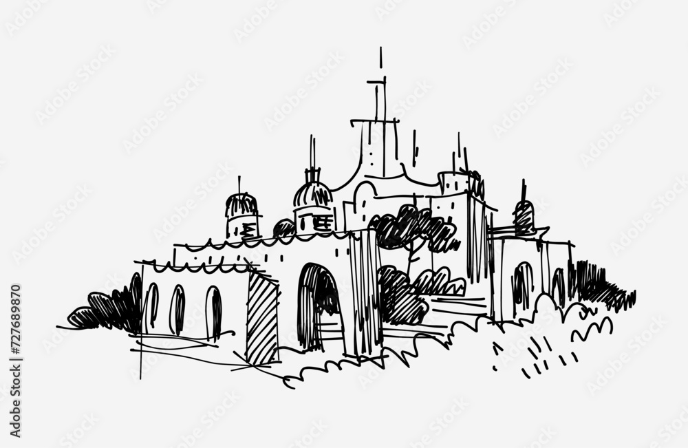 Obraz premium Hand-draw architecture vector image doodle