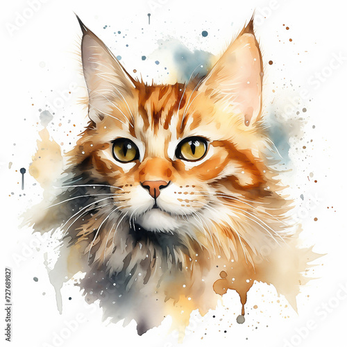 Cat cute lovely cat on white background