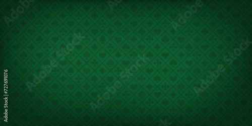 Poker green table background vector illustration. Realistic playing field for game blackjack. Casino concept photo