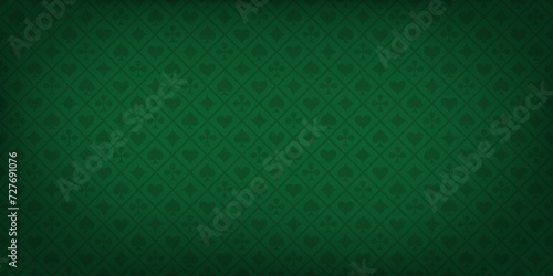 Poker green table background vector illustration. Realistic playing field for game blackjack. Casino concept